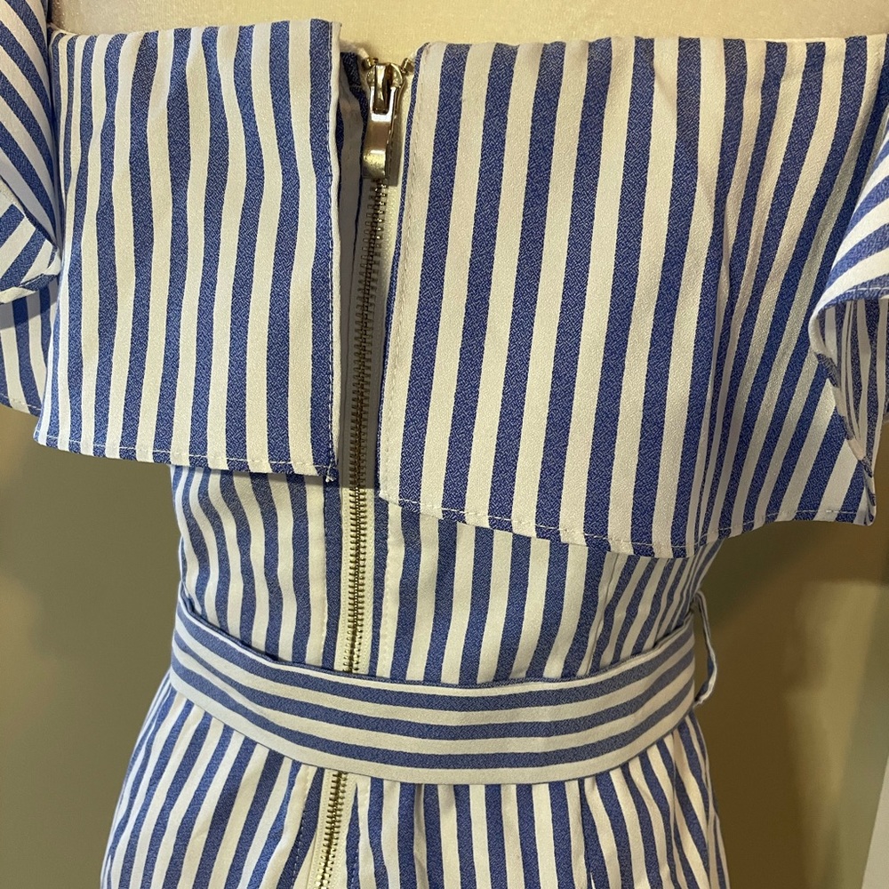 Cutie Blue & White Striped Romper - Picture 5 of 6